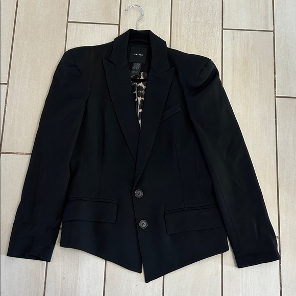 Smythe Pagoda Black Puff Sleeve Two Button Blazer - Picture 6 of 8